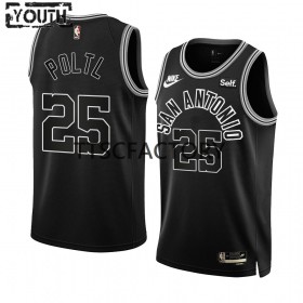 Camiseta Niños San Antonio Spurs Jakob Poeltl 25 Nike 2022-23 Classic Edition Negro Swingman